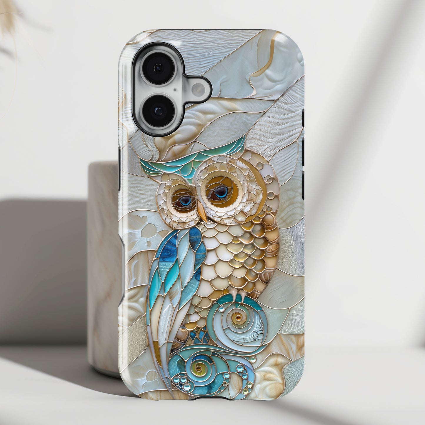 Cute Owl Stained Glass Design iPhone Case