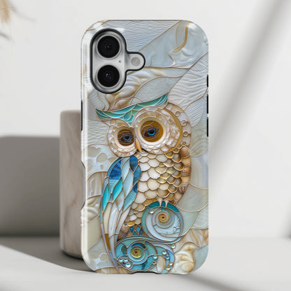 Cute Owl Stained Glass Design iPhone Case