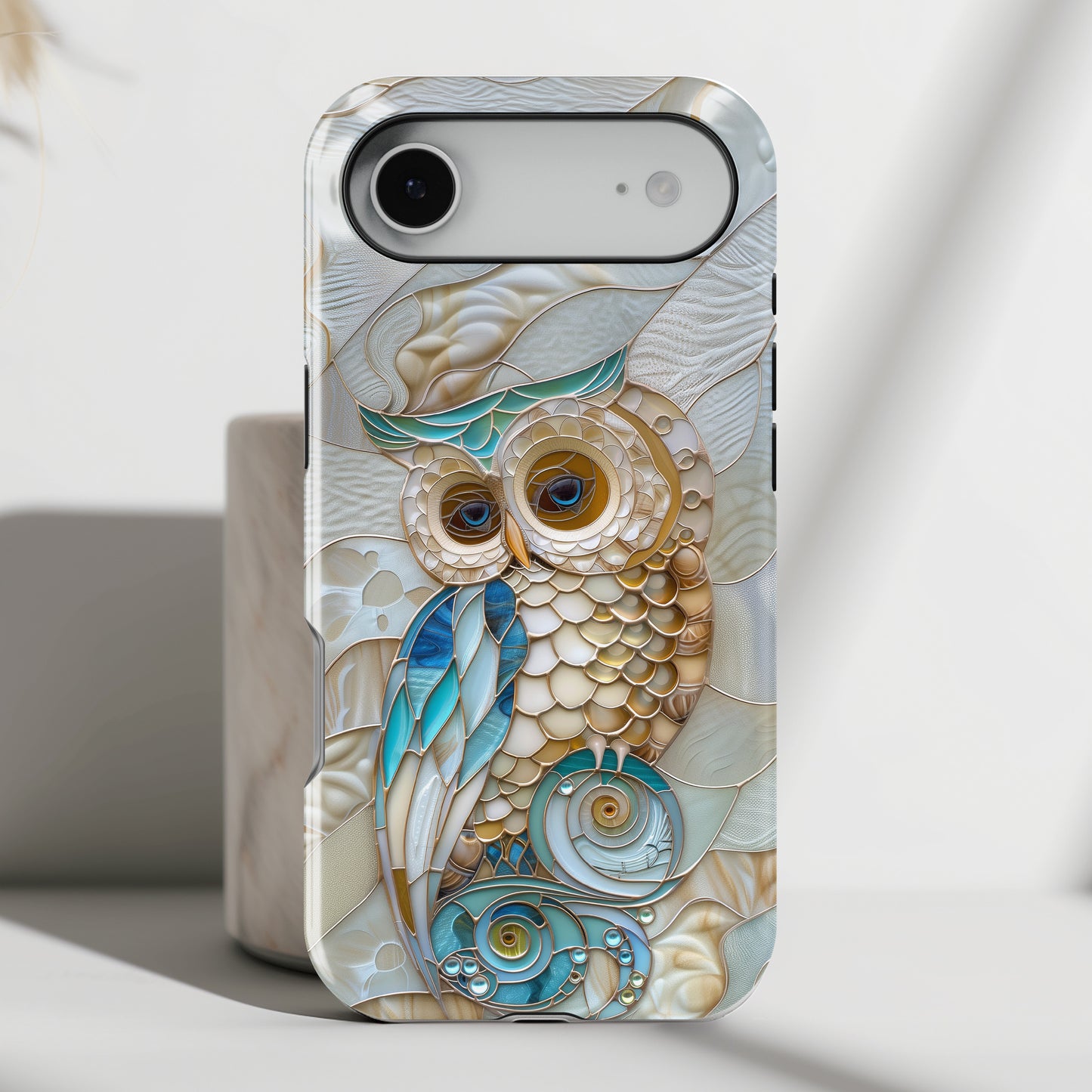 Cute Owl Stained Glass Design iPhone Case