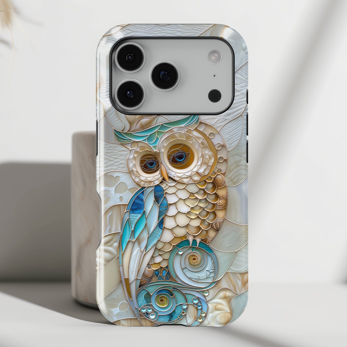 Cute Owl Stained Glass Design iPhone Case