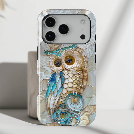 Cute Owl Stained Glass Design iPhone Case