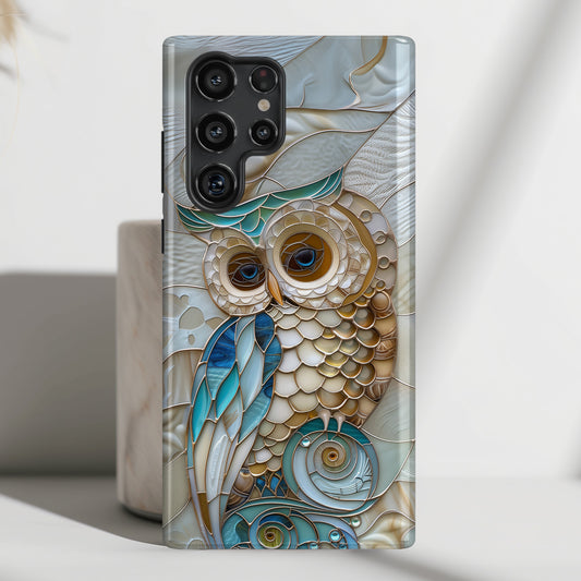 Cute Owl Stained Glass Design Samsung Phone Case