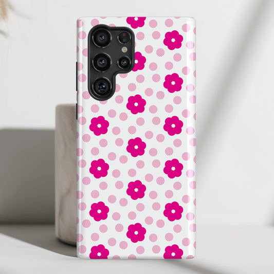 Cute Pink Flower Pattern Design Samsung Phone Case