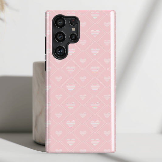Cute Pink Hearts Pattern Design Case for Galaxy S series Phones