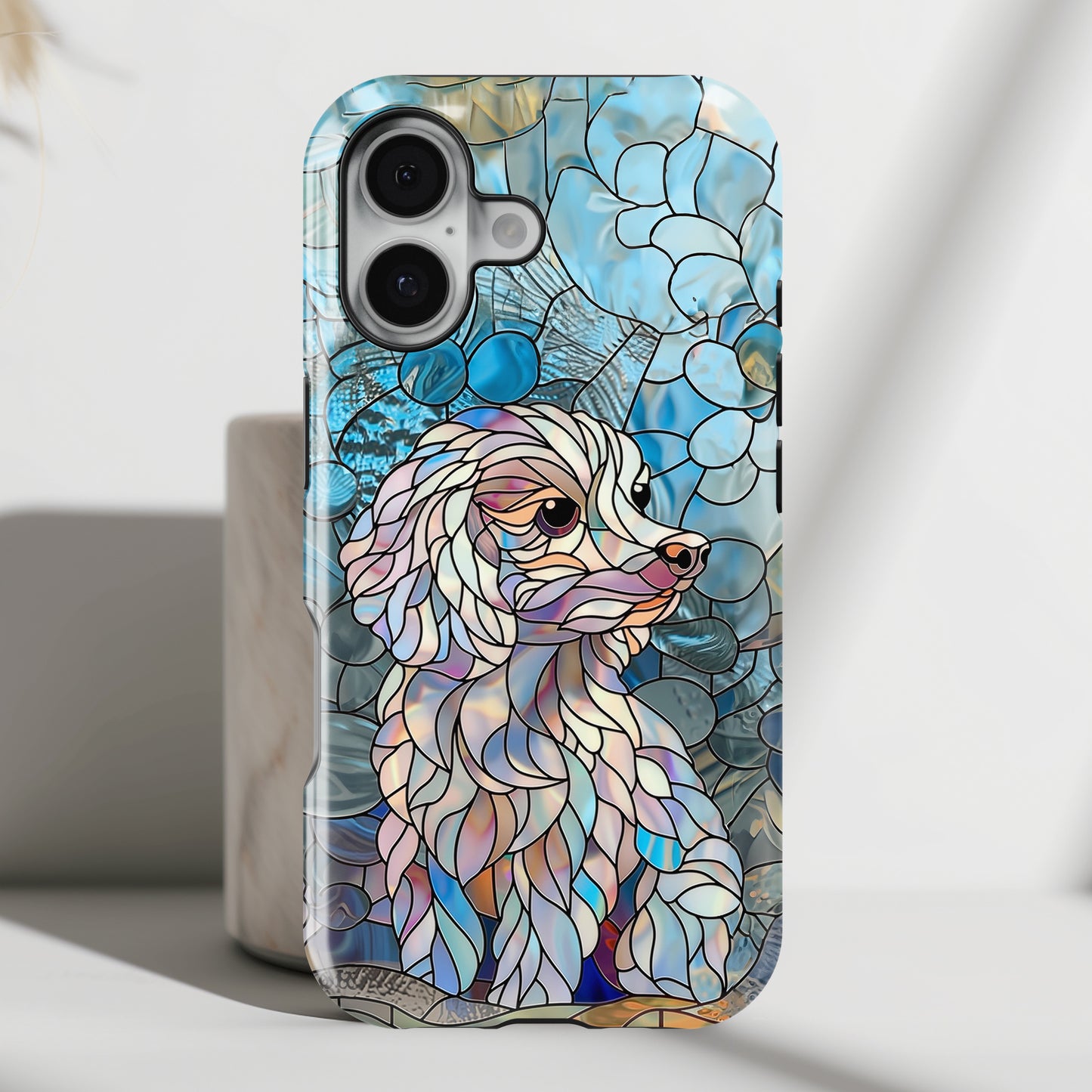 Cute Poodle Stained Glass Design iPhone Case