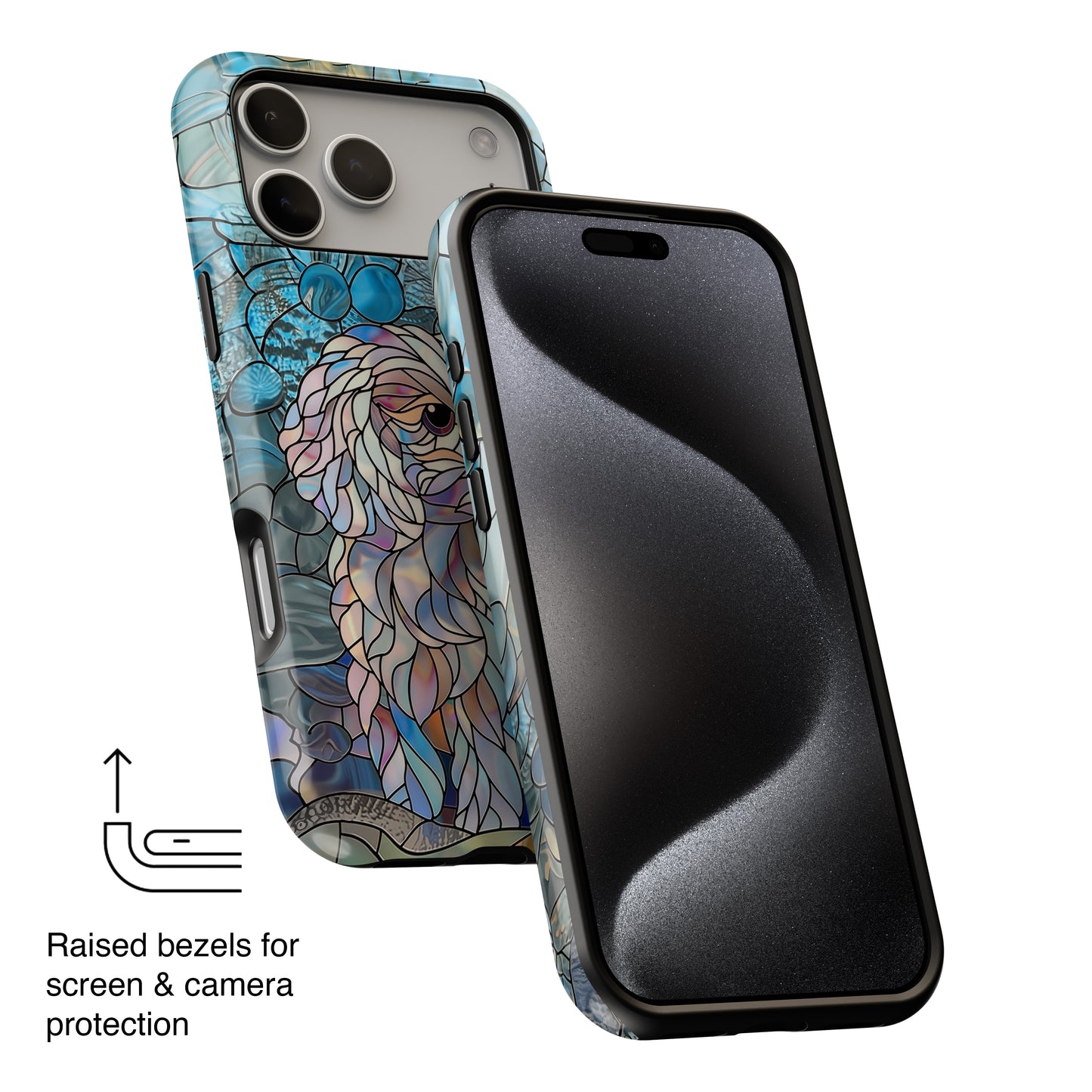 Cute Poodle Stained Glass Design iPhone Case