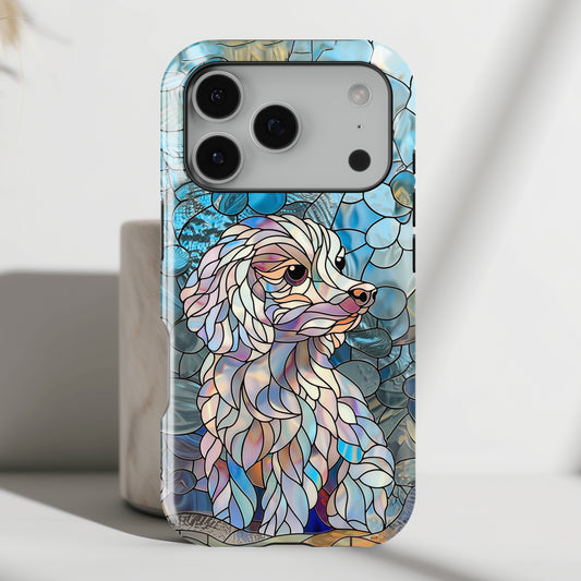 Cute Poodle Stained Glass Design iPhone Case