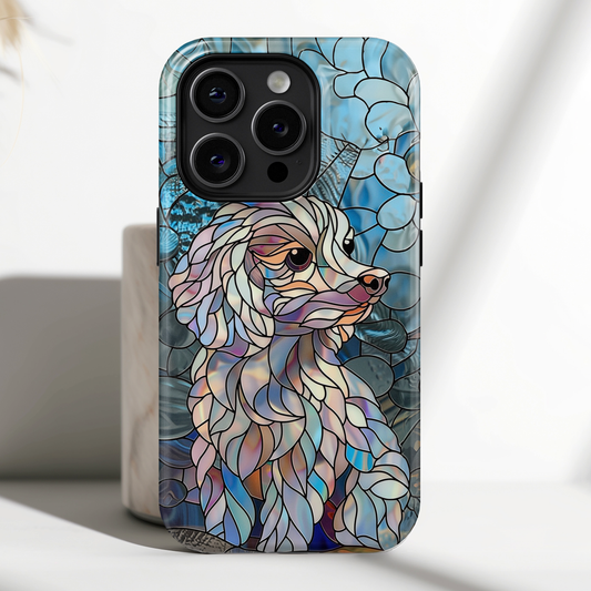 Cute Poodle Stained Glass Design iPhone Case