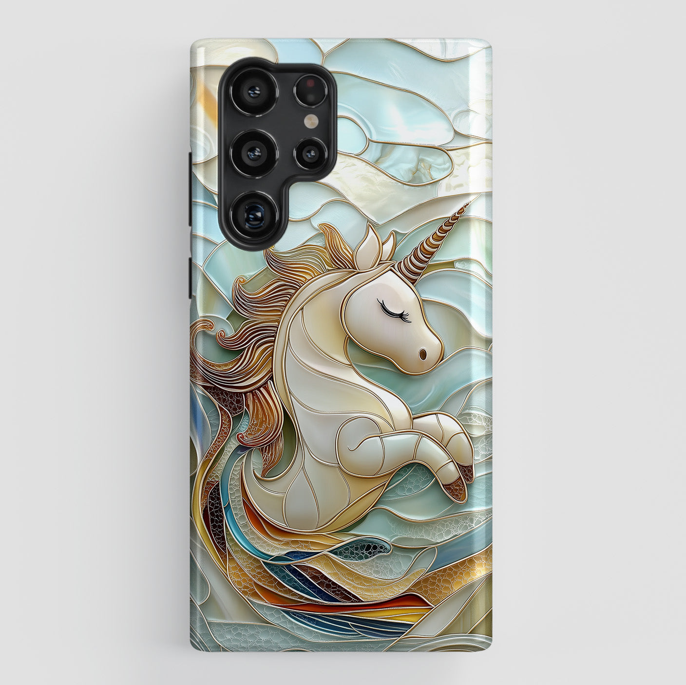 Cute Unicorn Stained Glass Design Phone Case for Galaxy S series Phones
