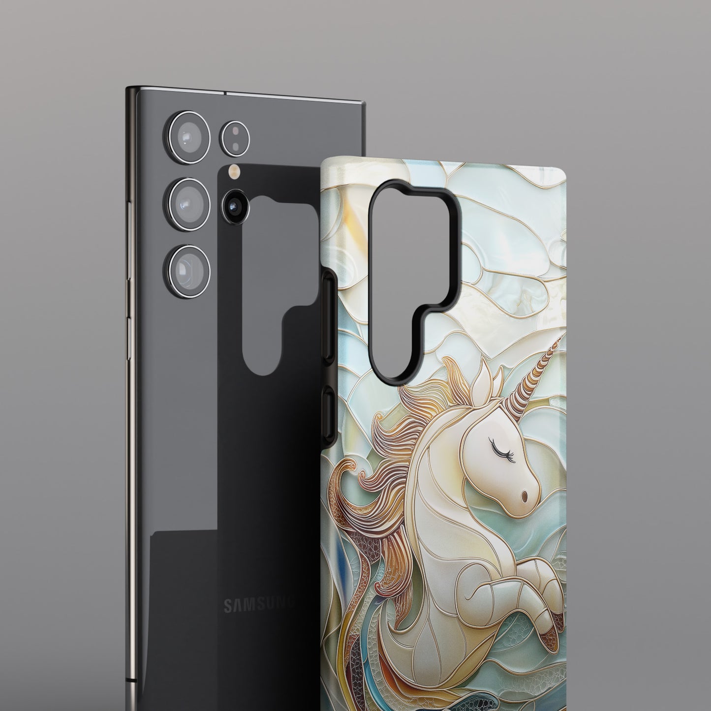 Cute Unicorn Stained Glass Design Phone Case for Galaxy S series Phones