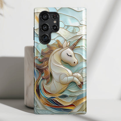 Cute Unicorn Stained Glass Design Phone Case for Galaxy S series Phones