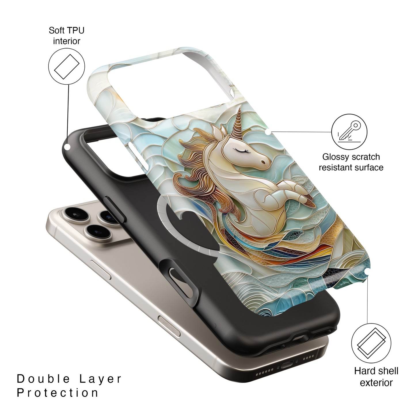 Cute Unicorn Stained Glass Design iPhone Case