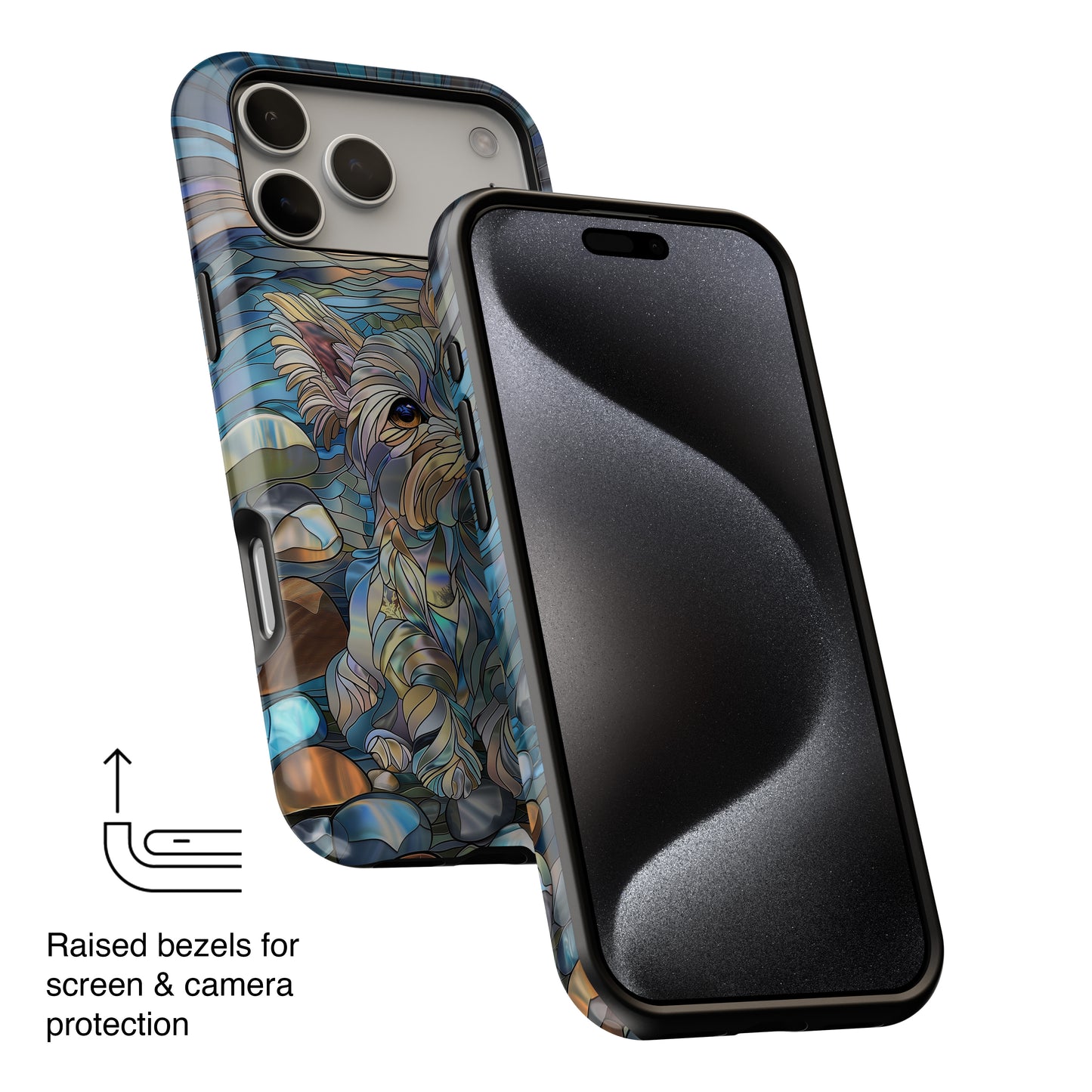 Cute Yorkshire Terrier Stained Glass Design iPhone Case