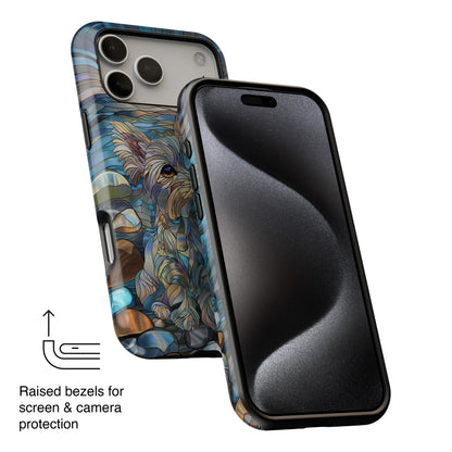 Cute Yorkshire Terrier Stained Glass Design iPhone Case