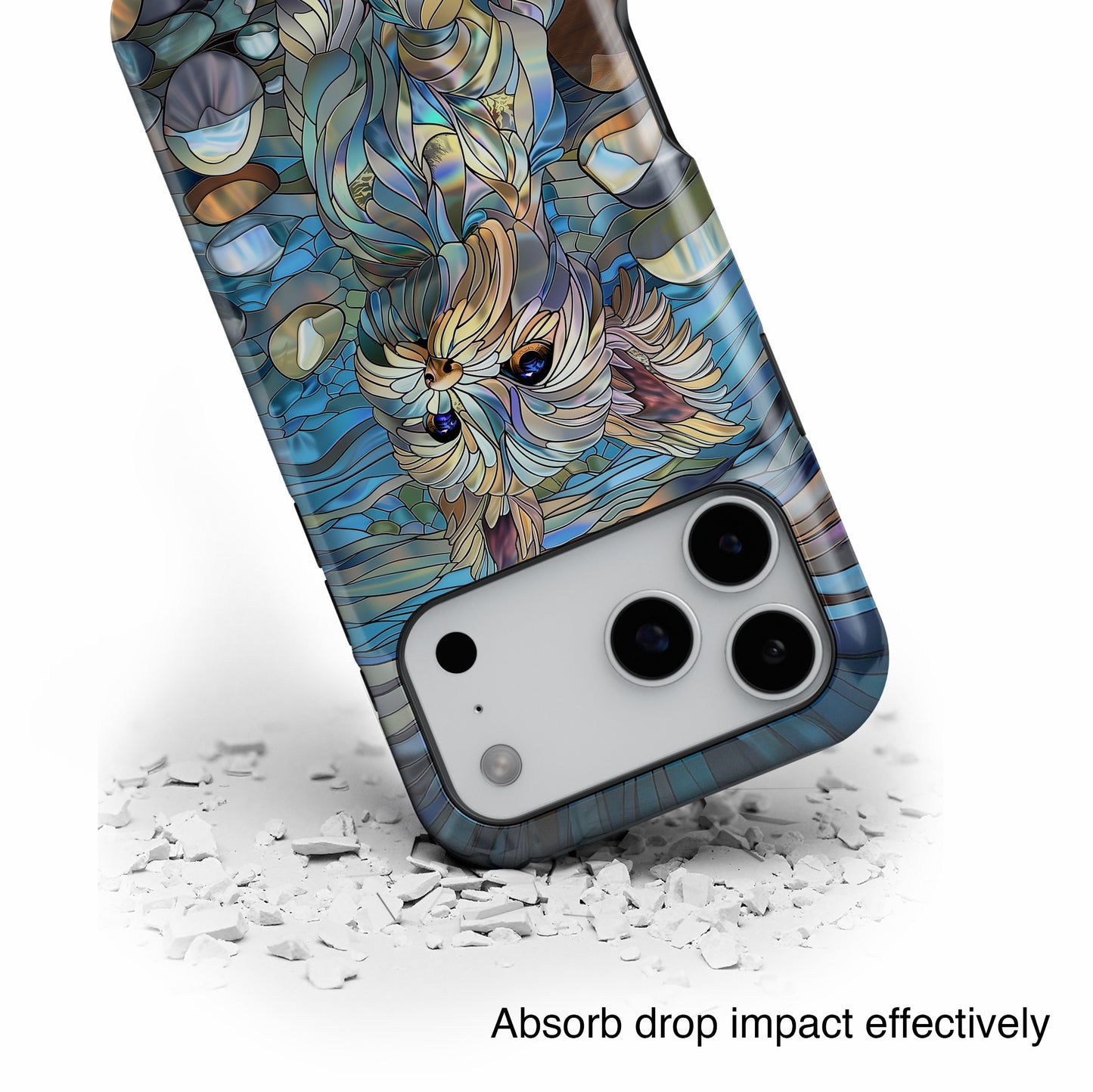 Cute Yorkshire Terrier Stained Glass Design iPhone Case