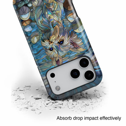 Cute Yorkshire Terrier Stained Glass Design iPhone Case