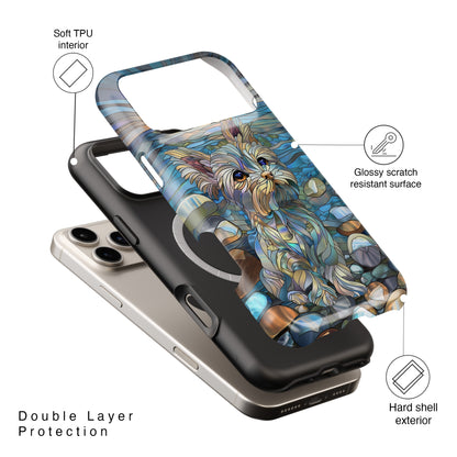 Cute Yorkshire Terrier Stained Glass Design iPhone Case