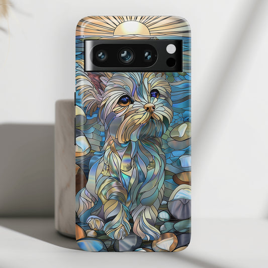 Cute Yorkshire Terrier Stained Glass Design Google Pixel Phone Case