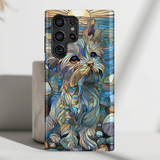 Cute Yorkshire Terrier Stained Glass Design Case for Galaxy S series Phones