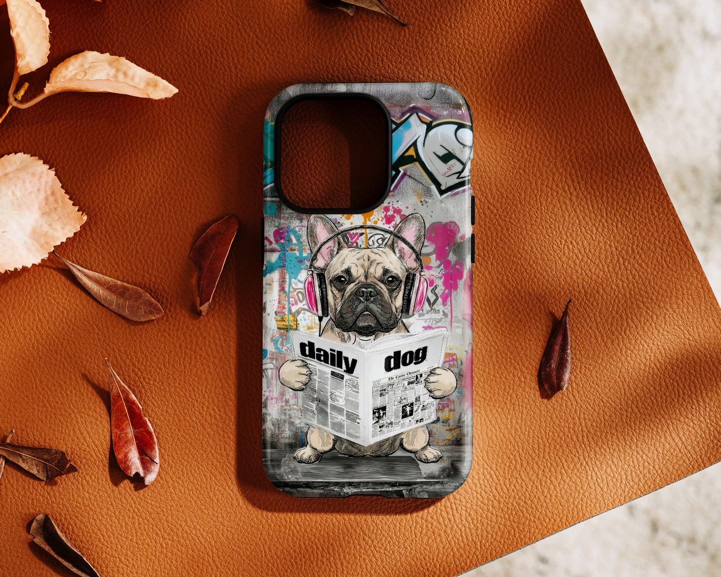 Daily Dog Beats (Frenchie) Design iPhone Case