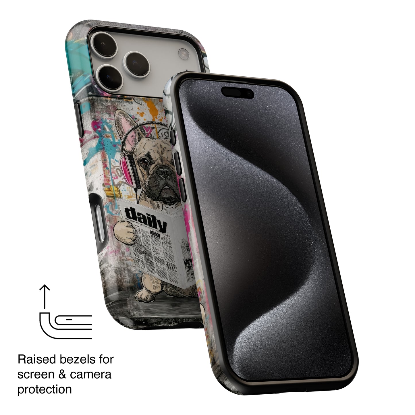 Daily Dog Beats (Frenchie) Design iPhone Case