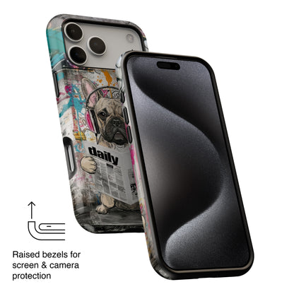 Daily Dog Beats (Frenchie) Design iPhone Case