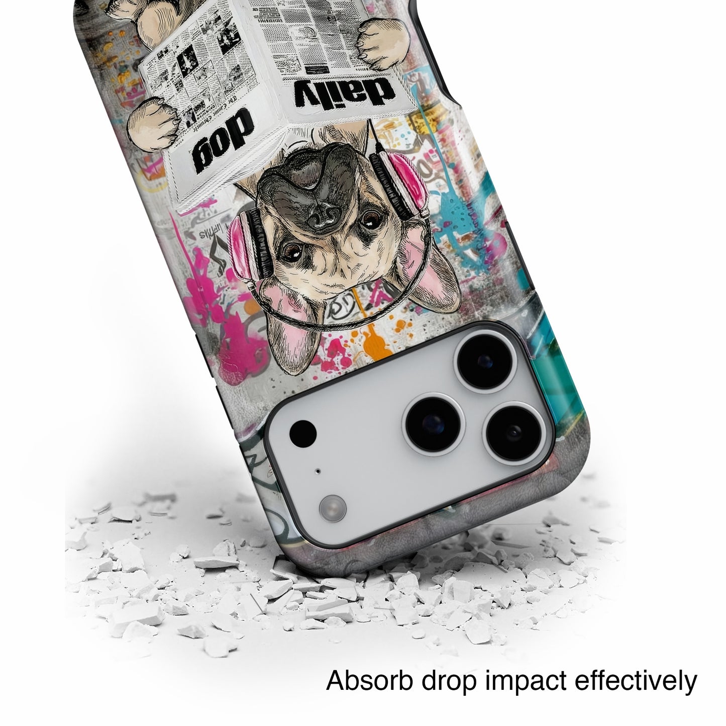 Daily Dog Beats (Frenchie) Design iPhone Case