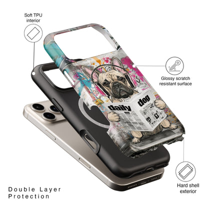 Daily Dog Beats (Frenchie) Design iPhone Case