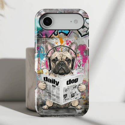 Daily Dog Beats (Frenchie) Design iPhone Case