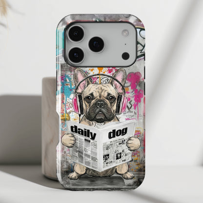 Daily Dog Beats (Frenchie) Design iPhone Case