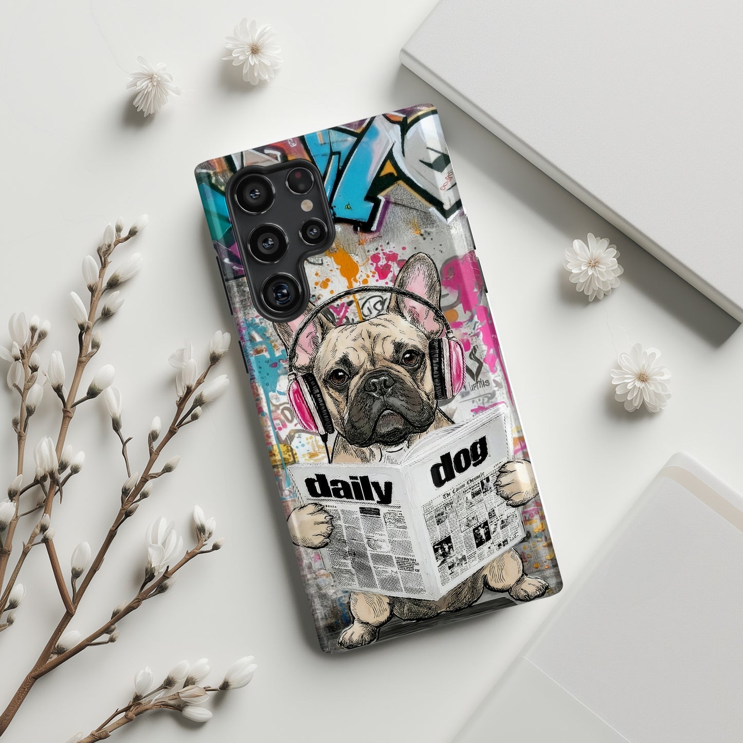 Daily Dog Beats (Frenchie) Design Phone Case for Galaxy S series Phones