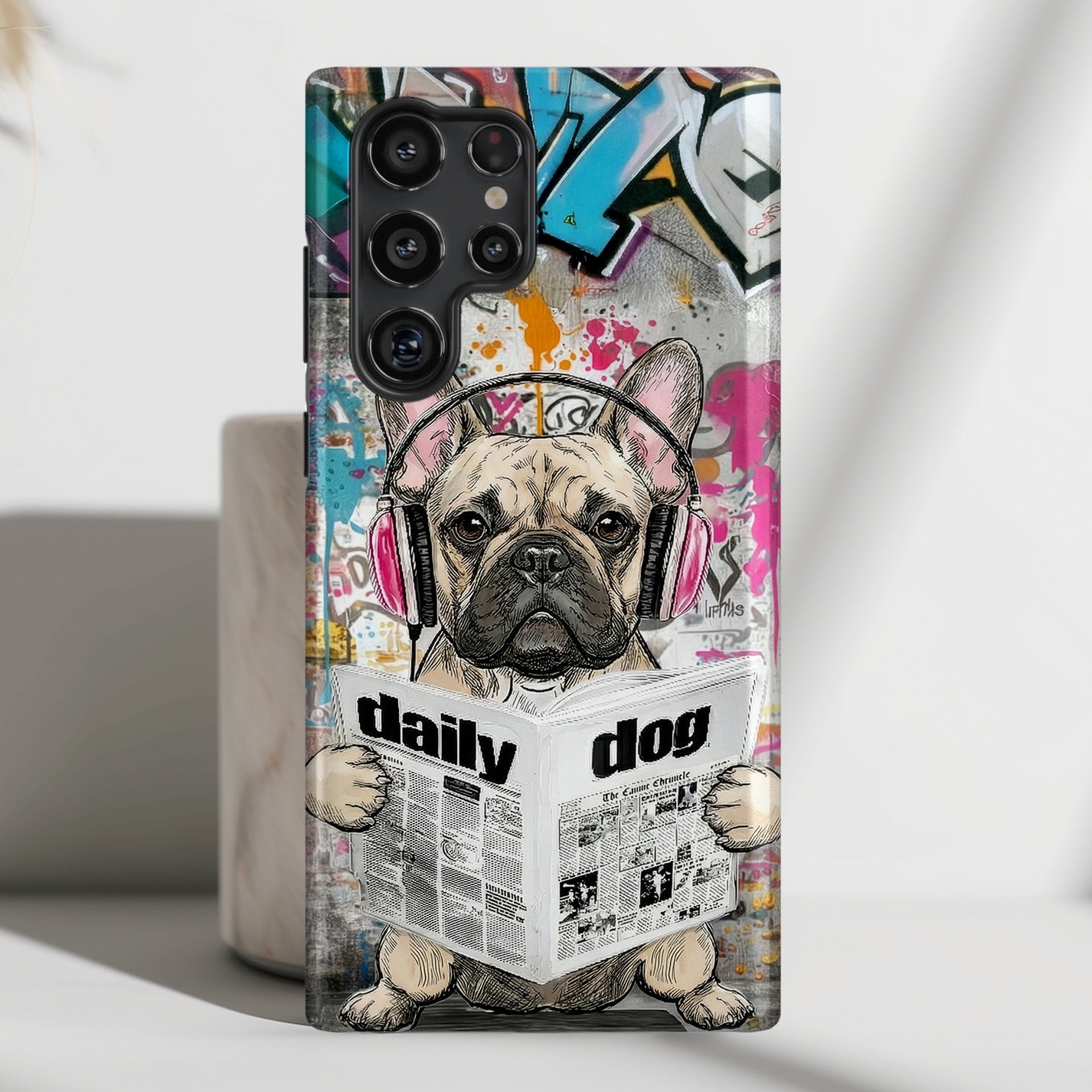 Daily Dog Beats (Frenchie) Design Phone Case for Galaxy S series Phones