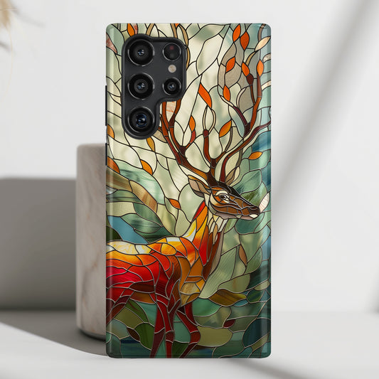 Deer Stained Glass Design Samsung Phone Case