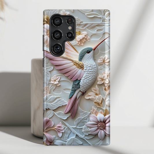 Delicate Hummingbird Floral Art Design Phone Case for Galaxy S series Phones