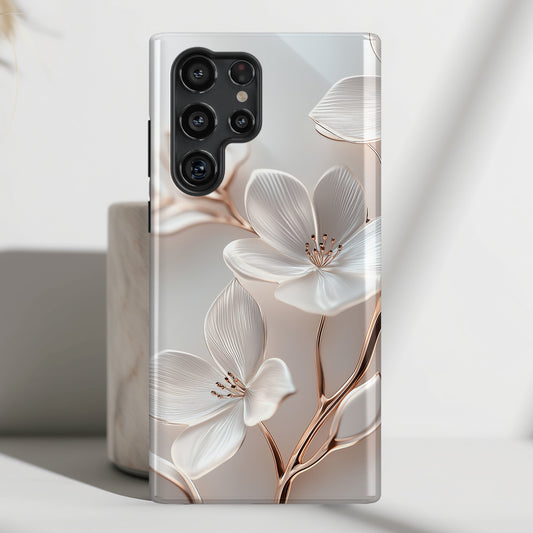 Delicate White Floral Design Phone Case for Galaxy S series Phones