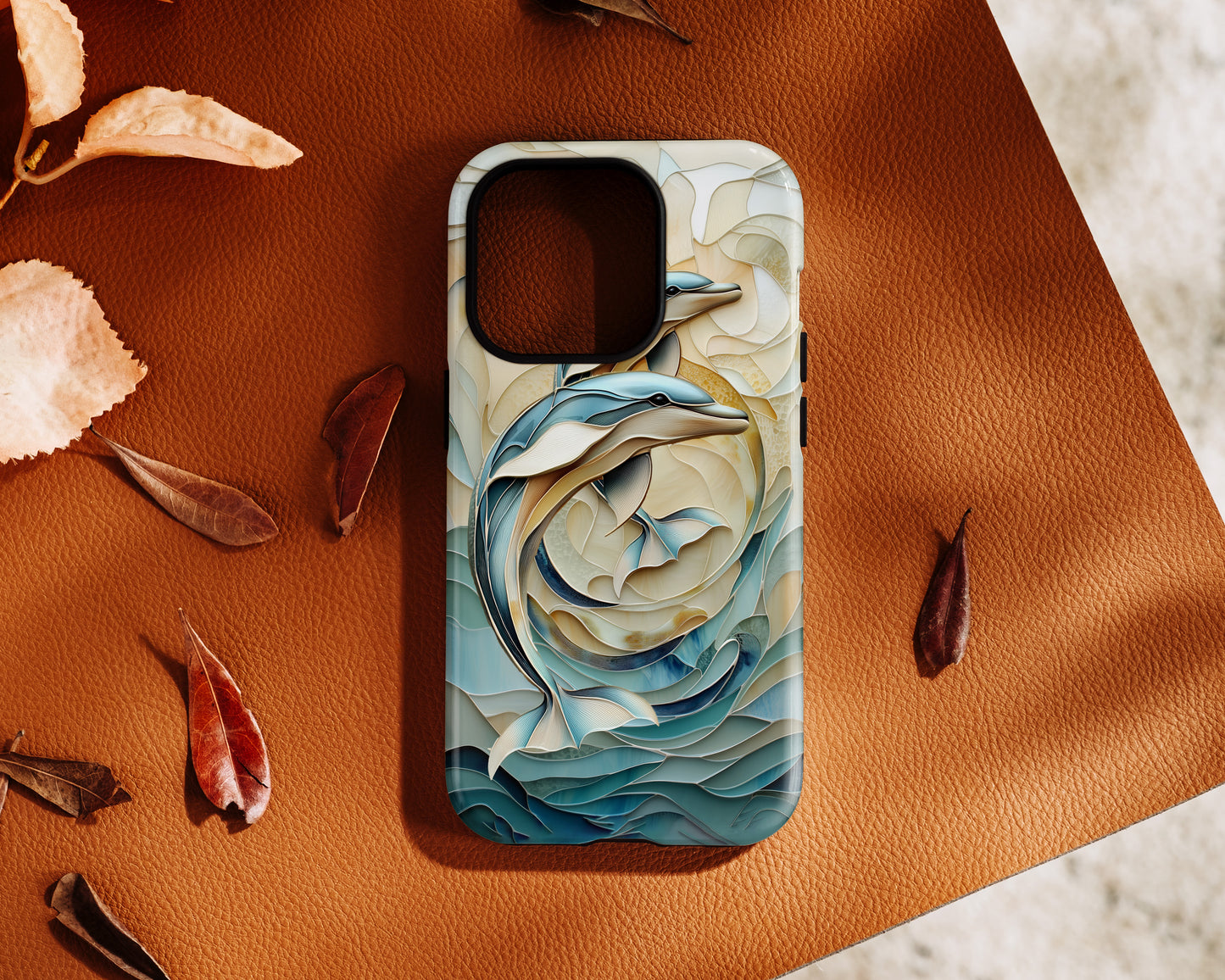 Dolphin Stained Glass Design iPhone Case