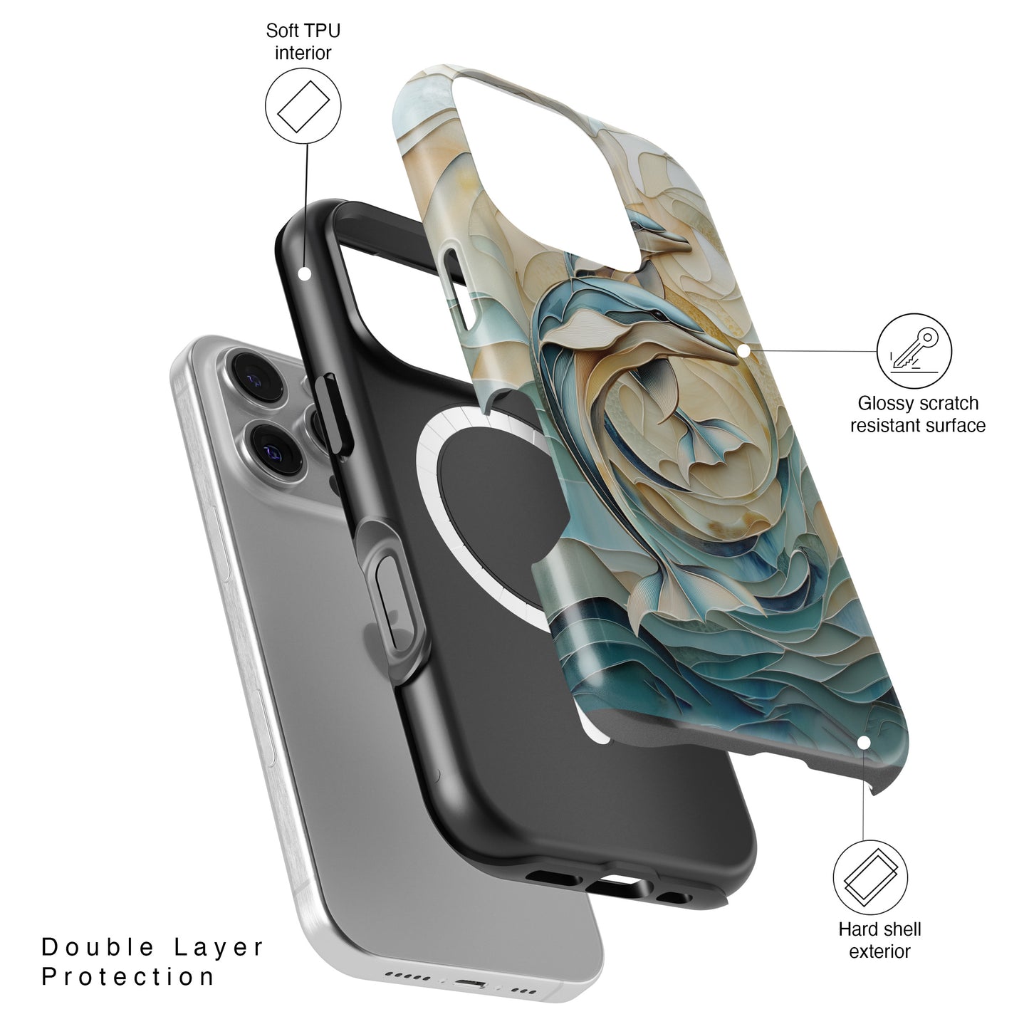 Dolphin Stained Glass Design iPhone Case