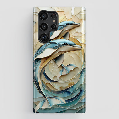 Dolphin Stained Glass Design Samsung Phone Case