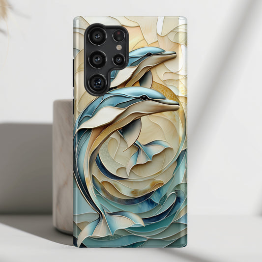 Dolphin Stained Glass Design Samsung Phone Case