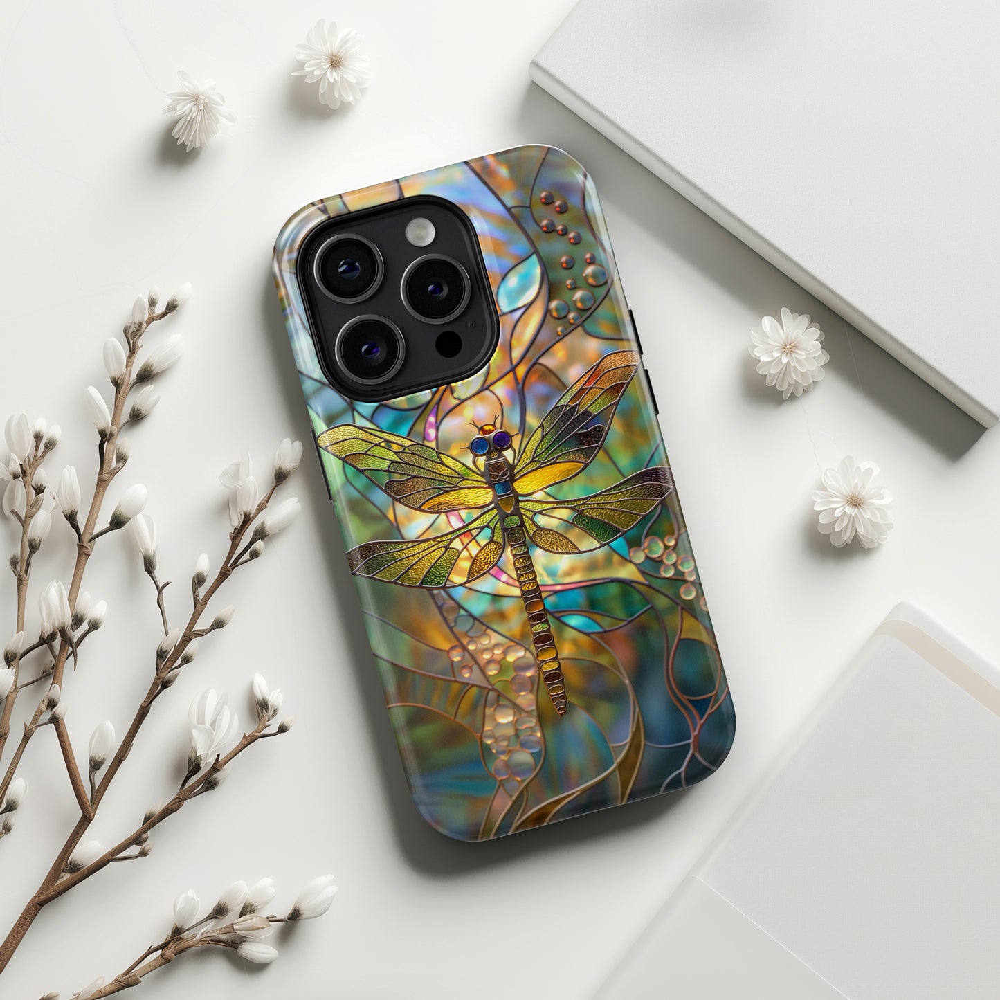 Dragonfly Stained Glass Mosaic Design iPhone Case