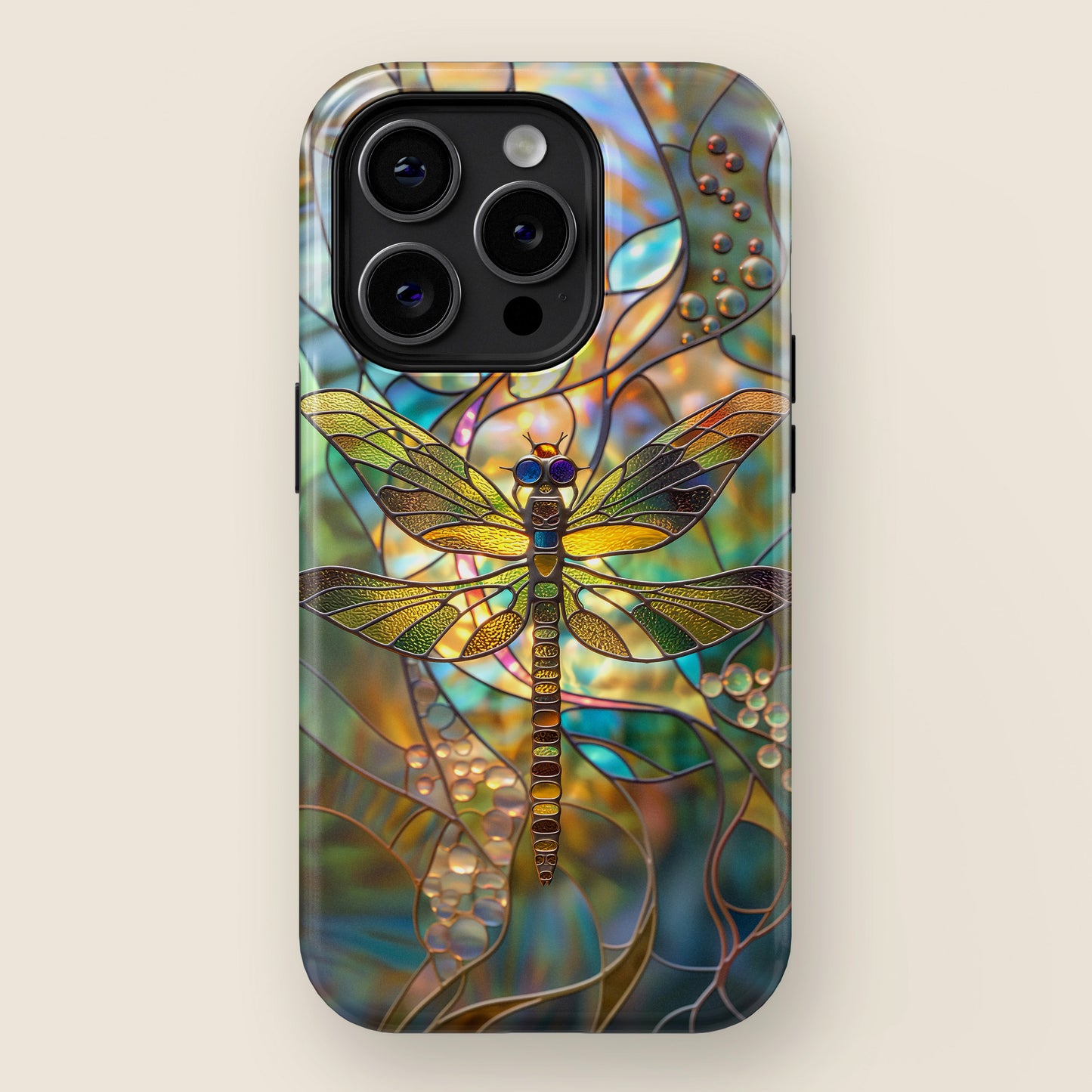 Dragonfly Stained Glass Mosaic Design iPhone Case