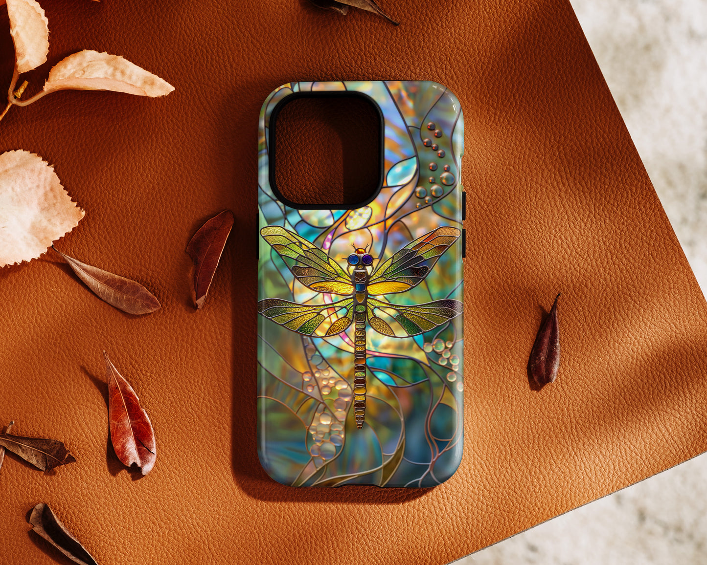 Dragonfly Stained Glass Mosaic Design iPhone Case