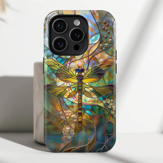 Dragonfly Stained Glass Mosaic Design iPhone Case