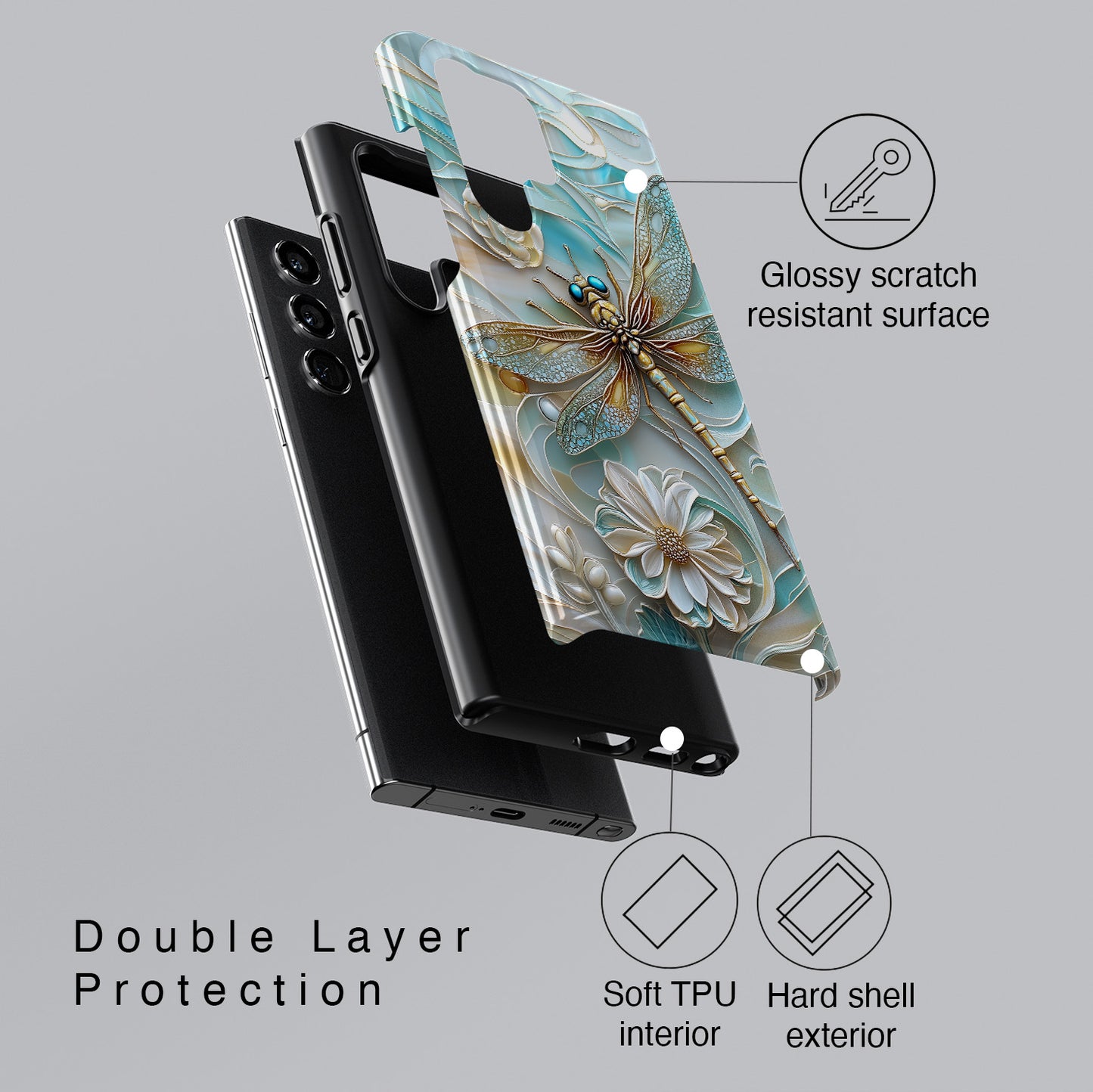 Dragonfly Stained Glass Art Phone Case for Galaxy S series Phones