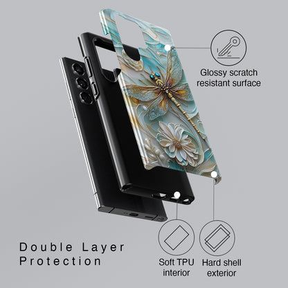 Dragonfly Stained Glass Art Phone Case for Galaxy S series Phones