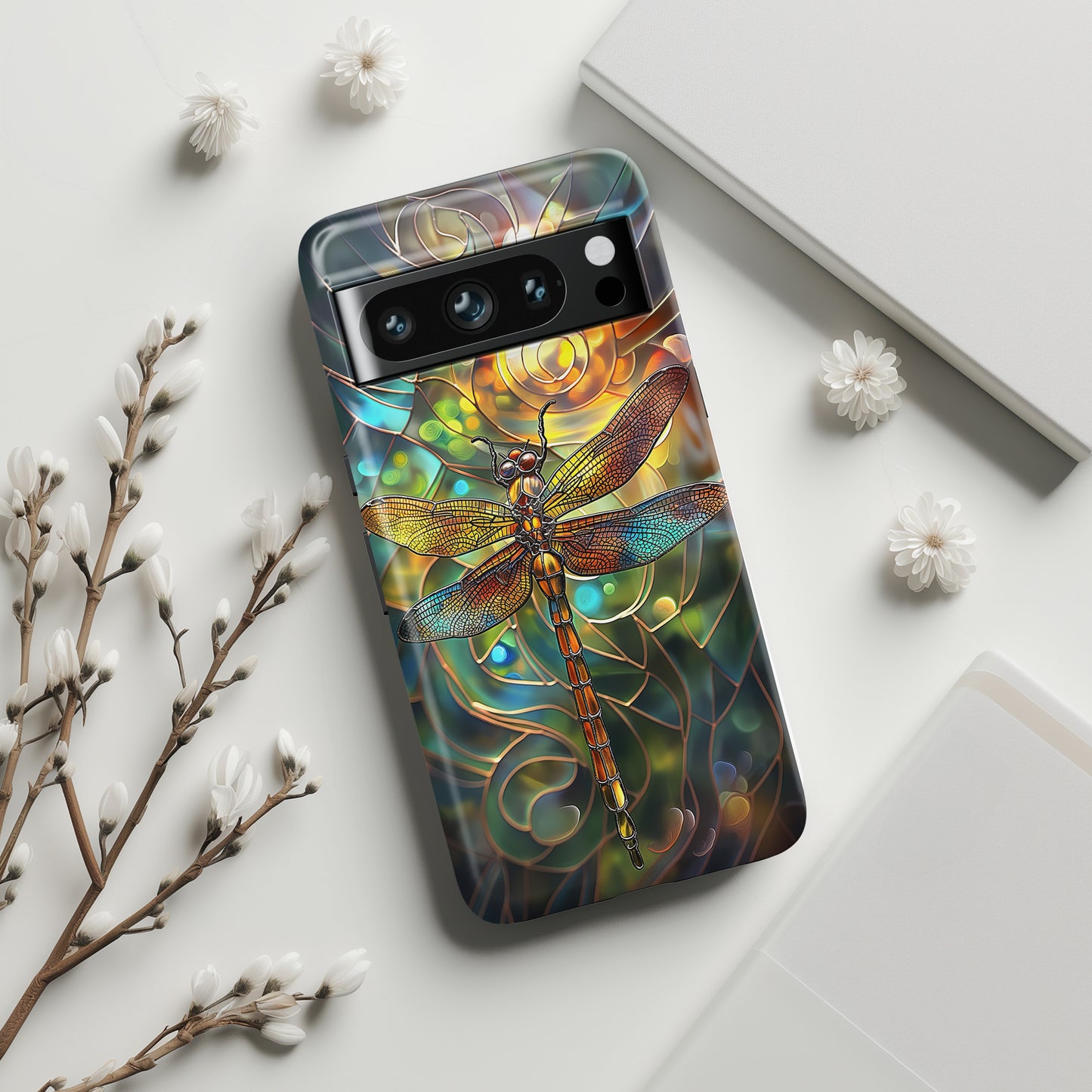 Dragonfly Stained Glass Mosaic Design 2 Google Pixel Phone Case