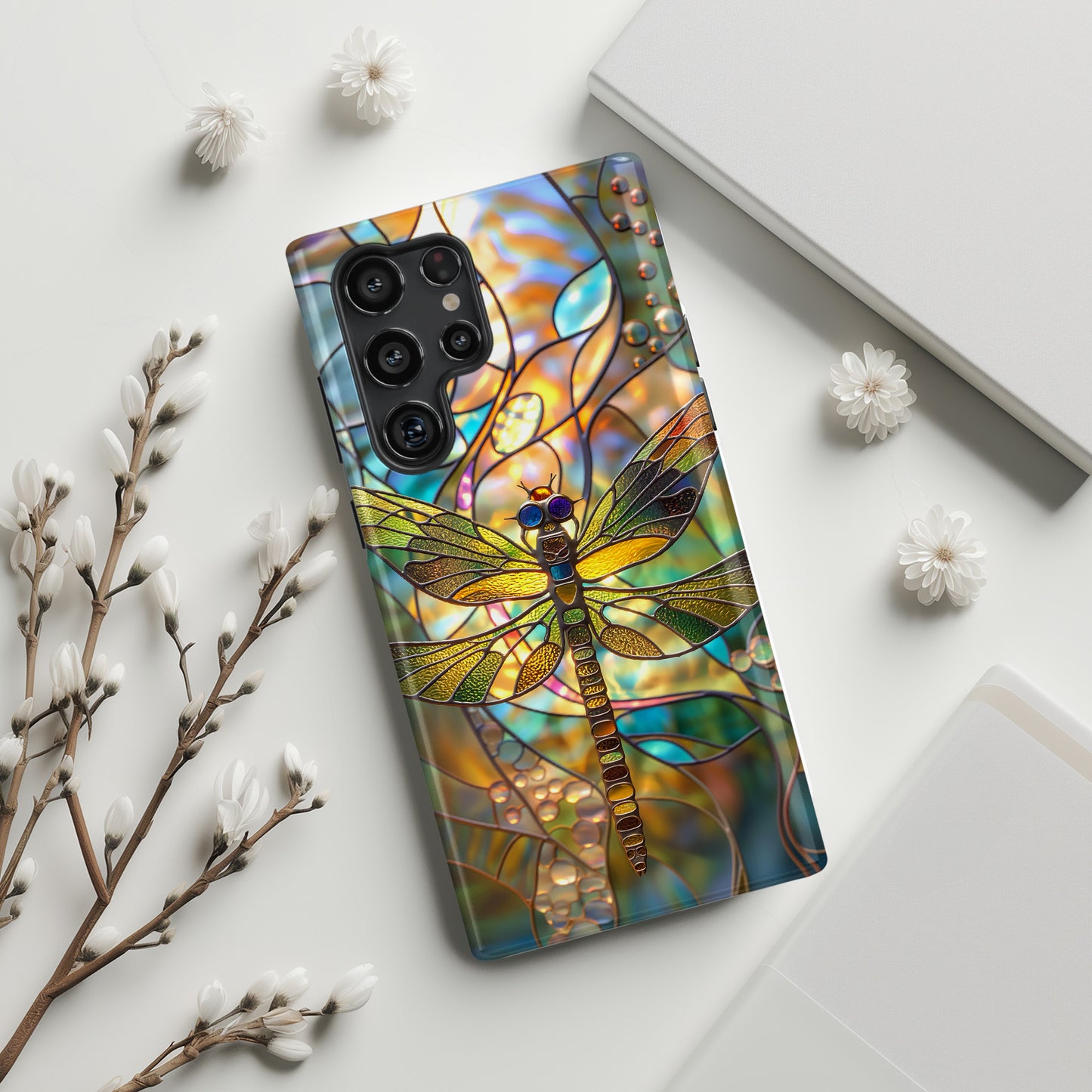 Dragonfly Stained Glass Mosaic Design Samsung Phone Case