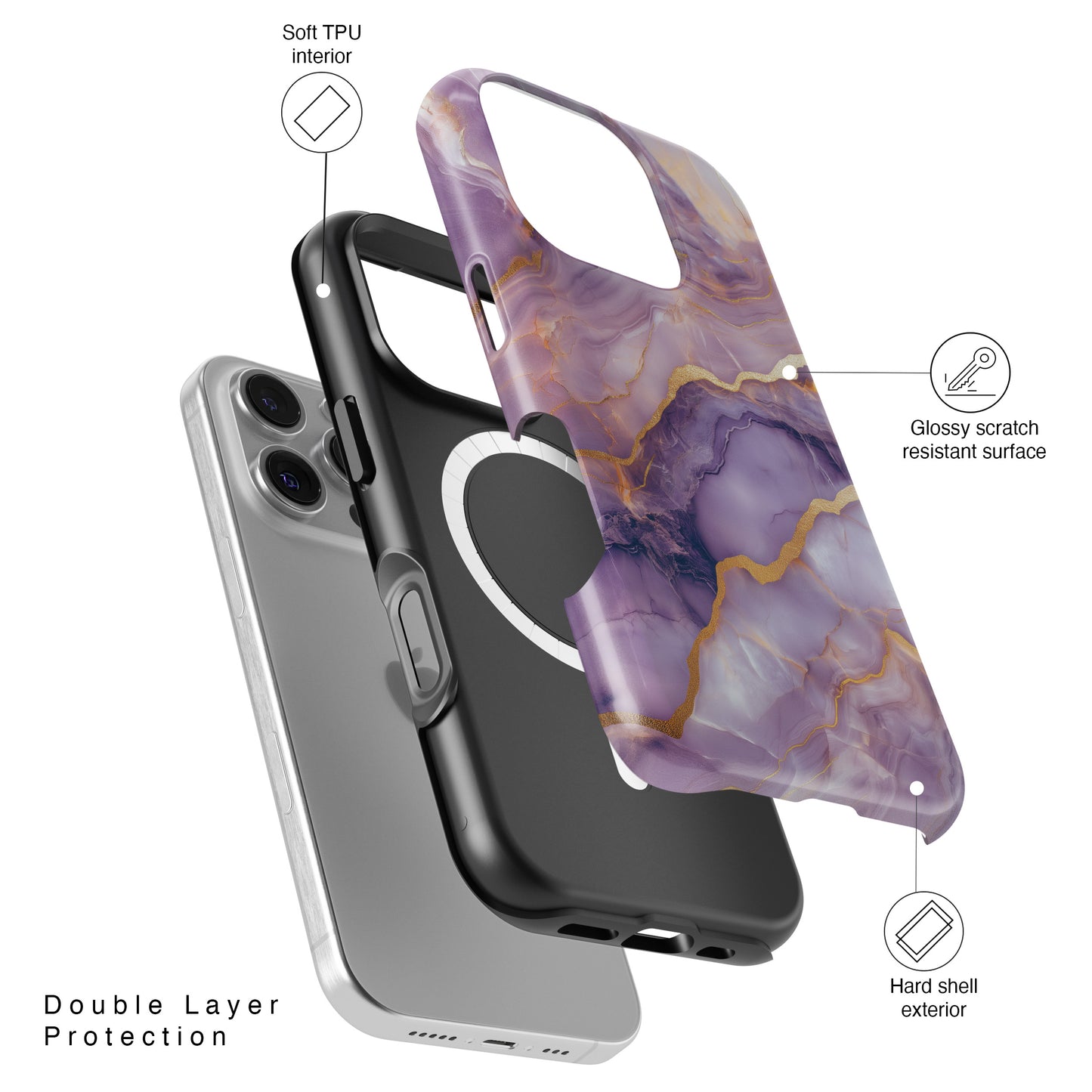 Dreamy Purple Marble Design iPhone Case