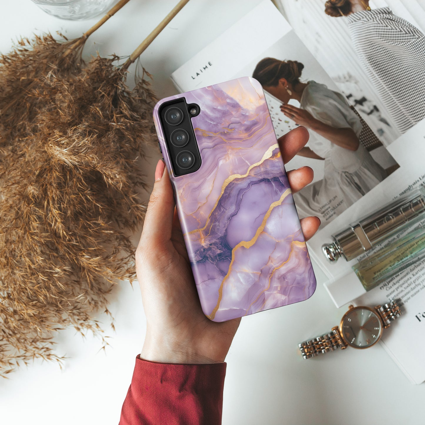 Dreamy Purple Marble Design Case for Galaxy S series Phones