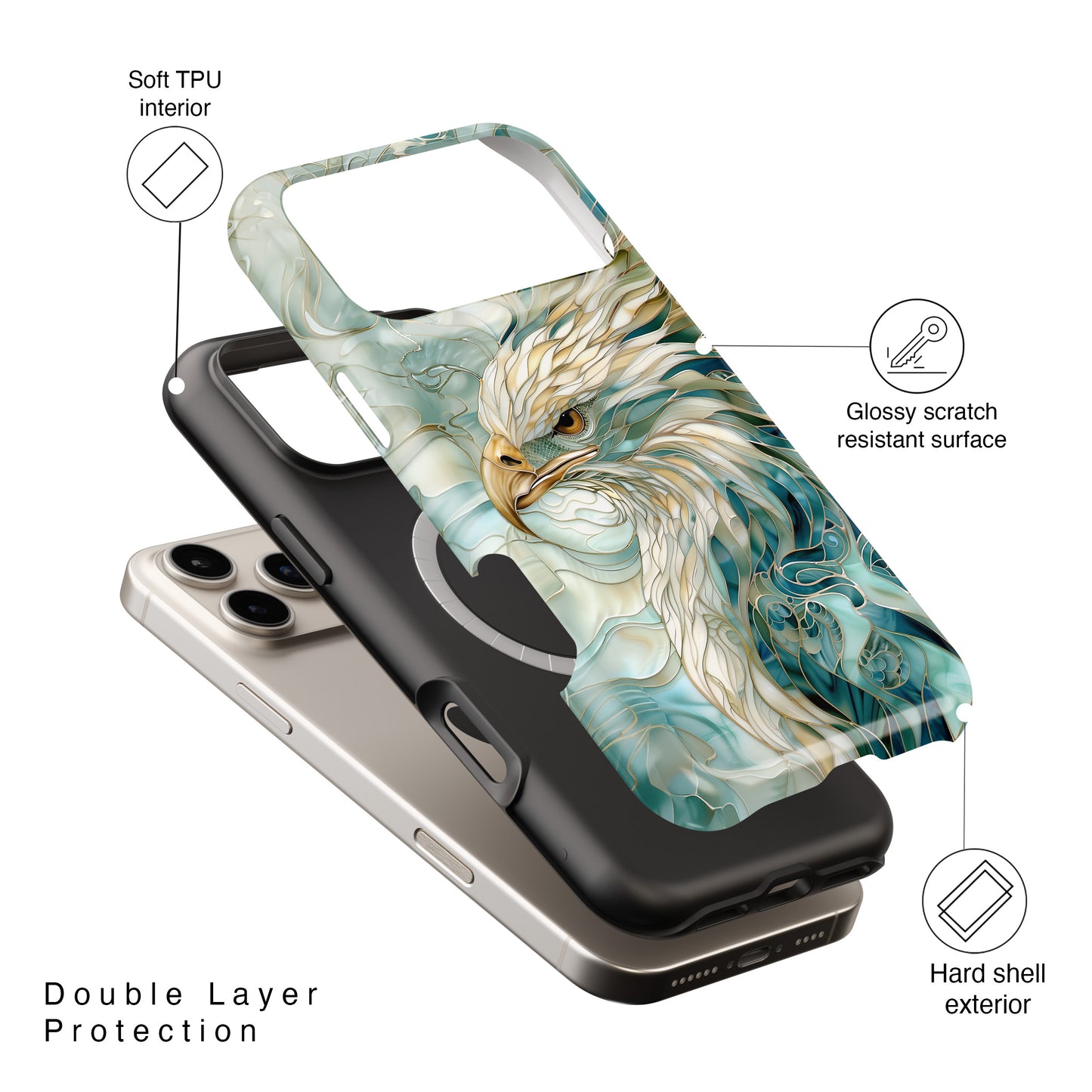 Eagle Stained Glass Design iPhone Case